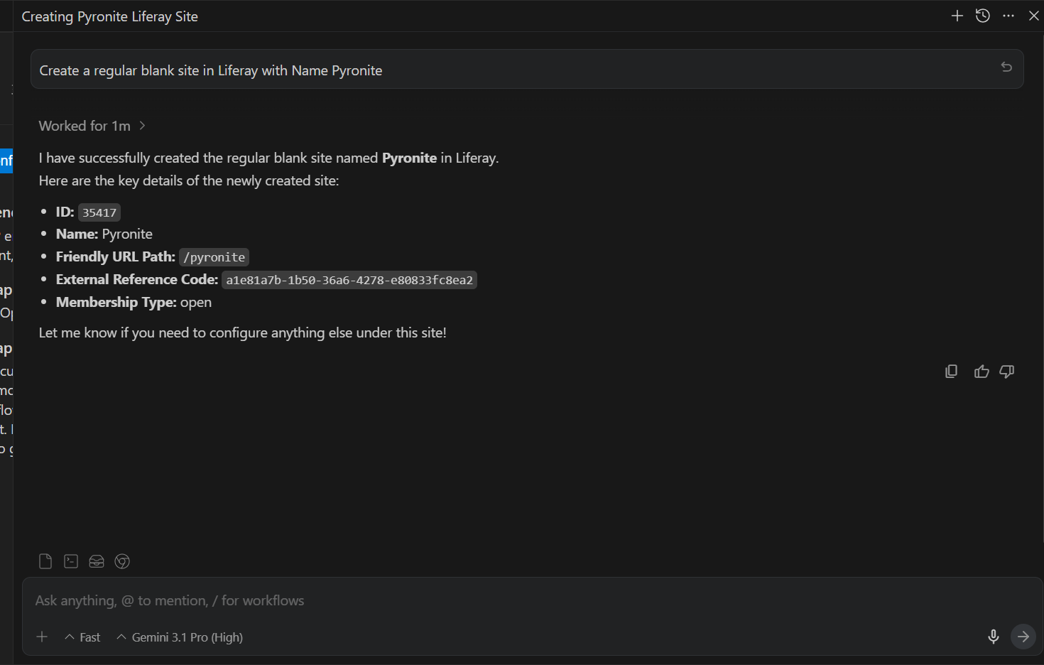 Prompting to create a site in Liferay
